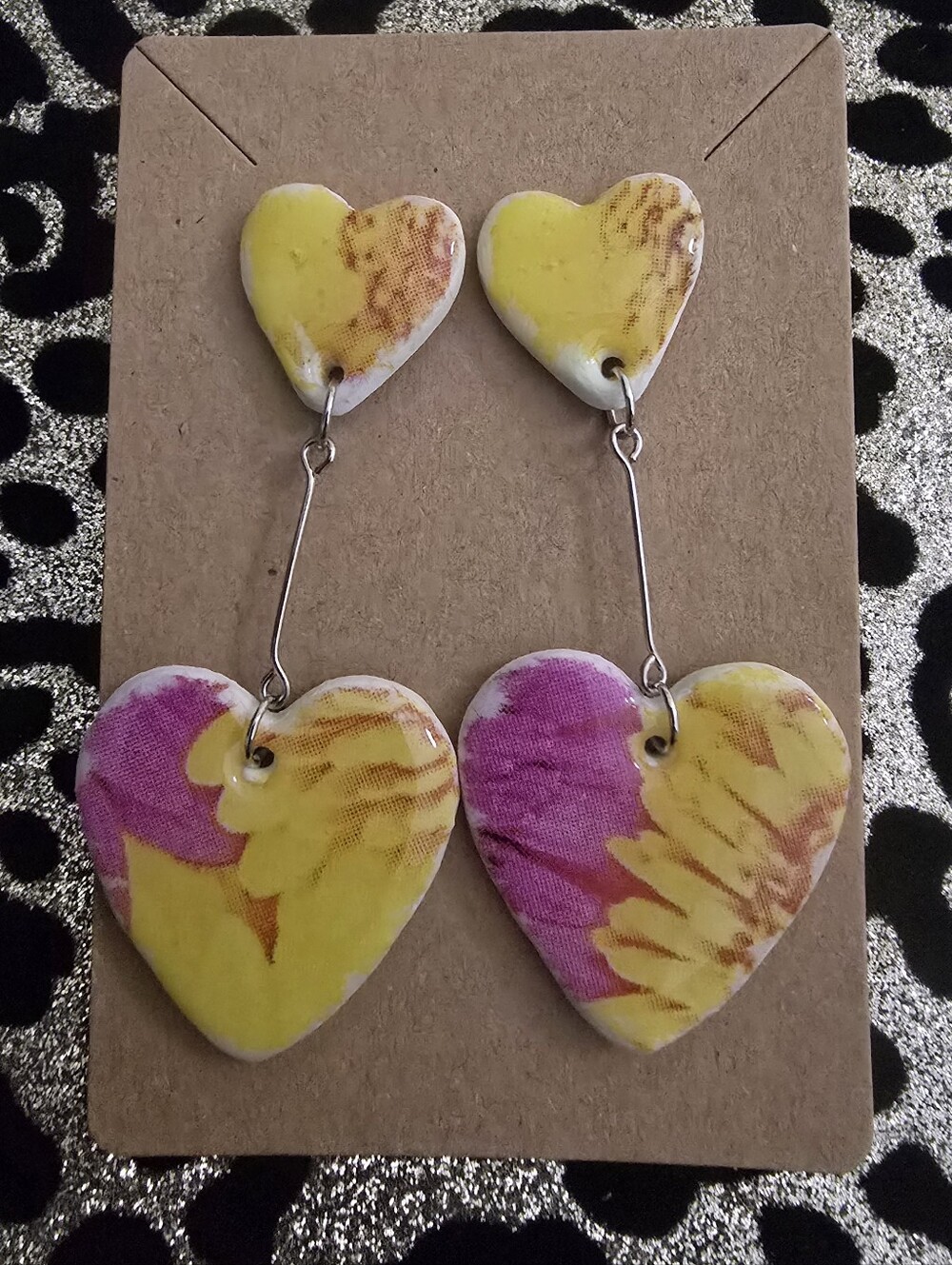 Hand Crafted Floral Heart Drop Earrings